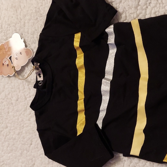 Teddy Bear black footsie with gold and silver - Picture 2 of 4